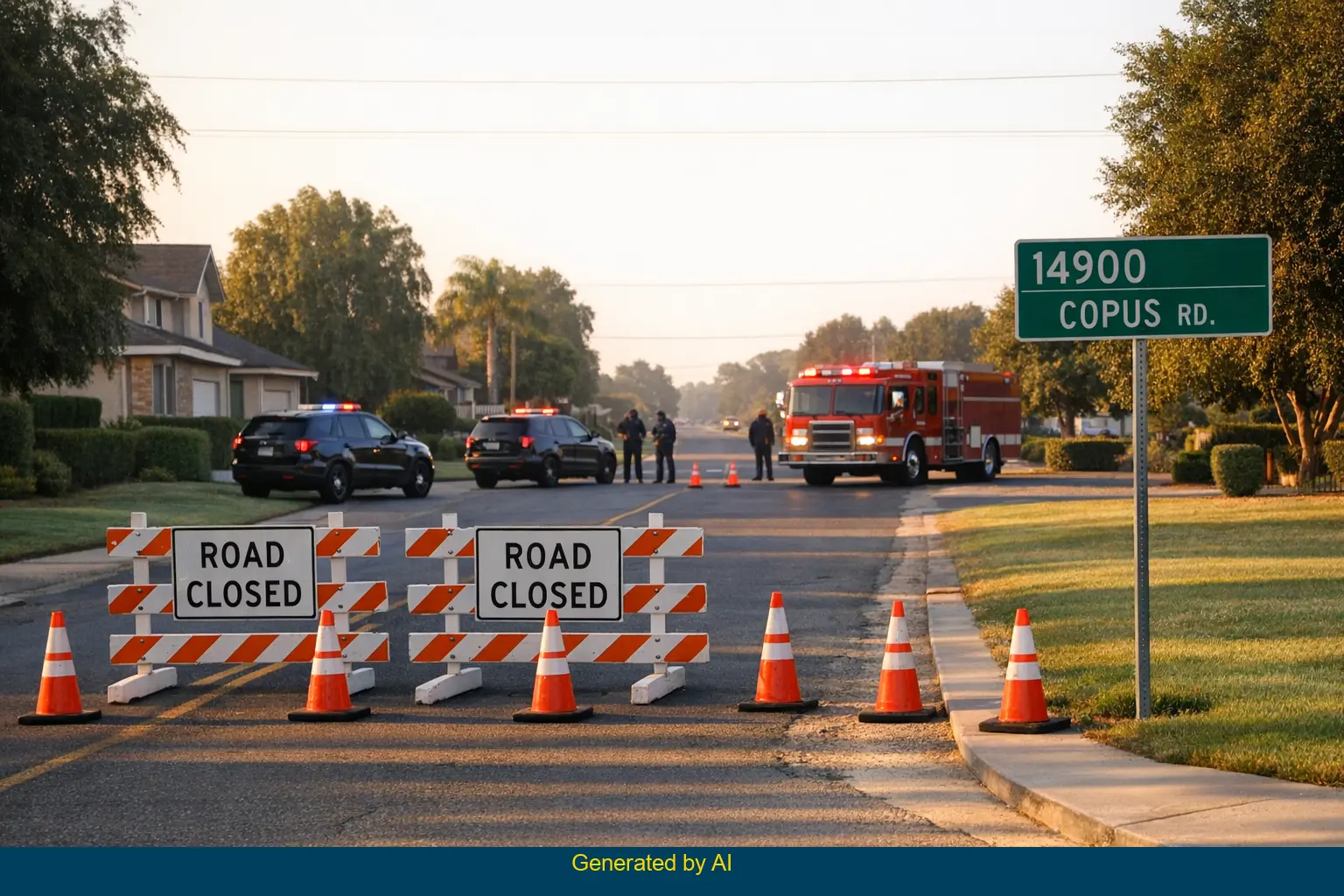 Emergency vehicles block off Copus Road after head-on crash involving Nissan and minivan