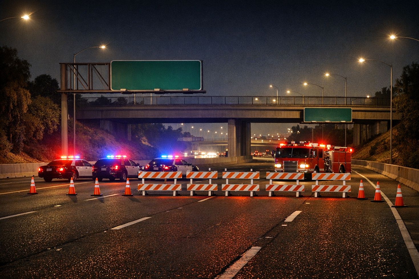 AI-generated illustration of a Pomona motorcycle accident scene