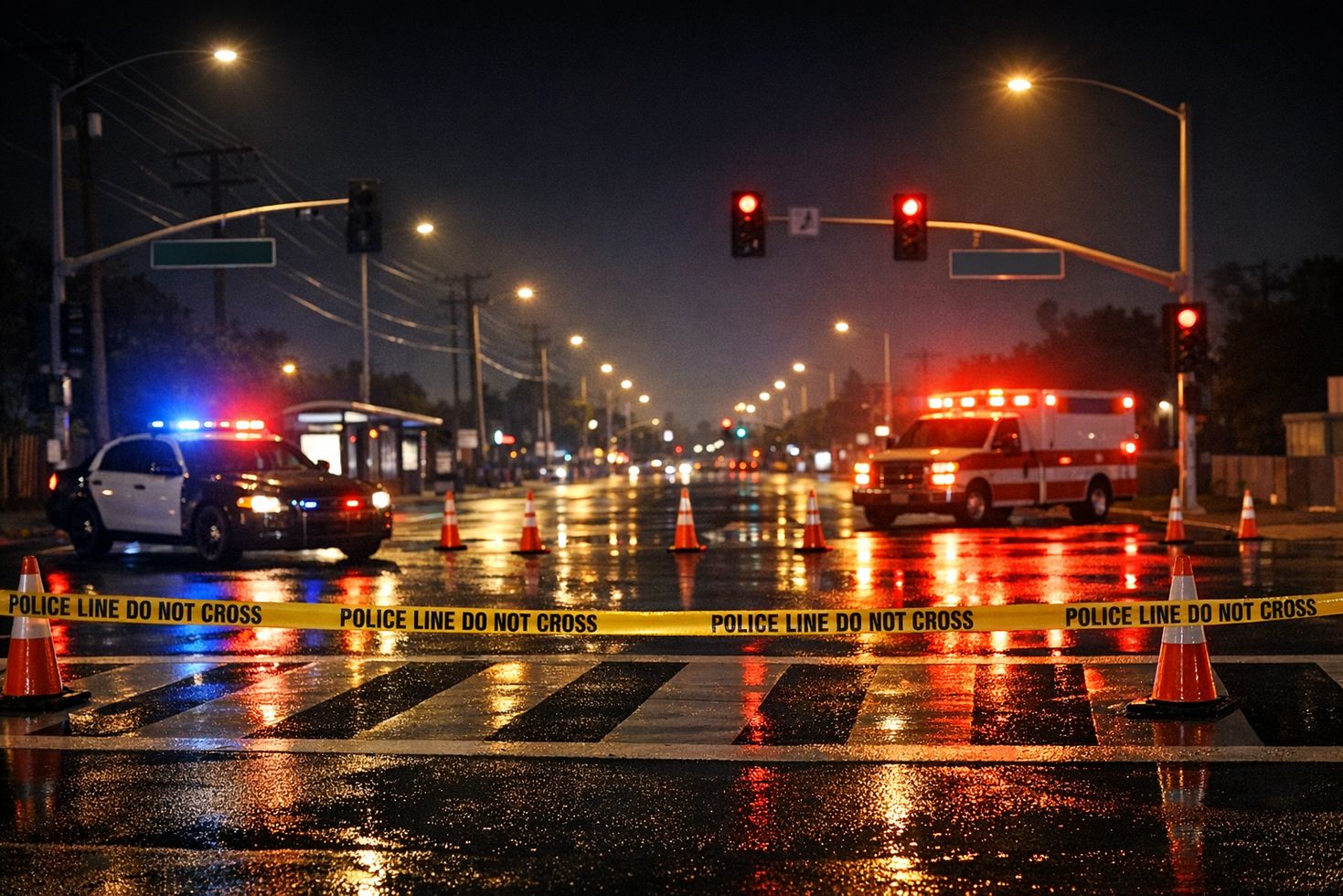 AI-generated illustration of a Los Angeles pedestrian accident scene